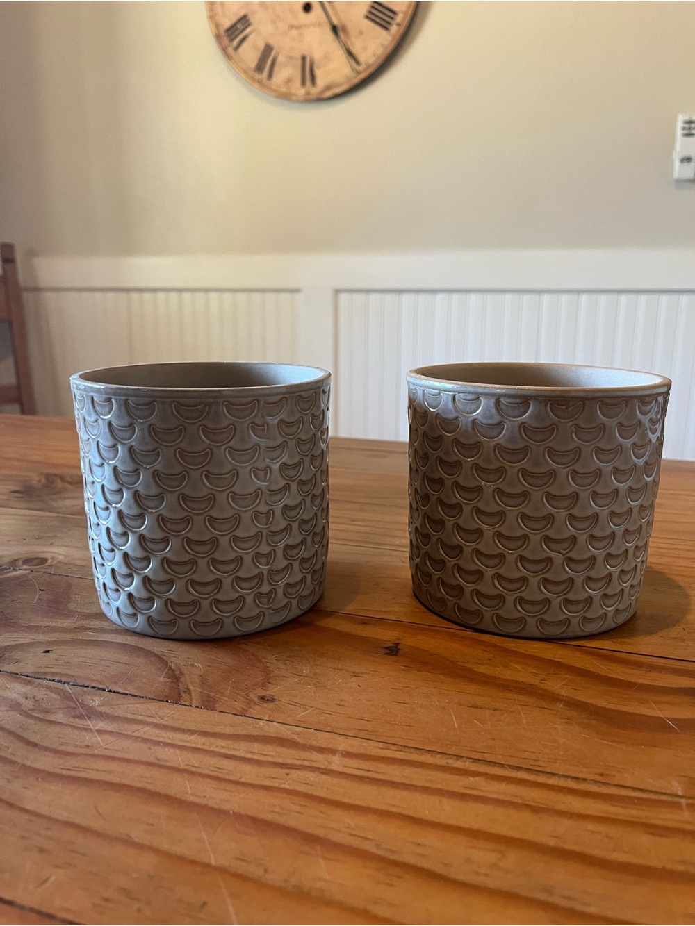IKEA Chiafron Gray Glazed Clay Pots Set of 2